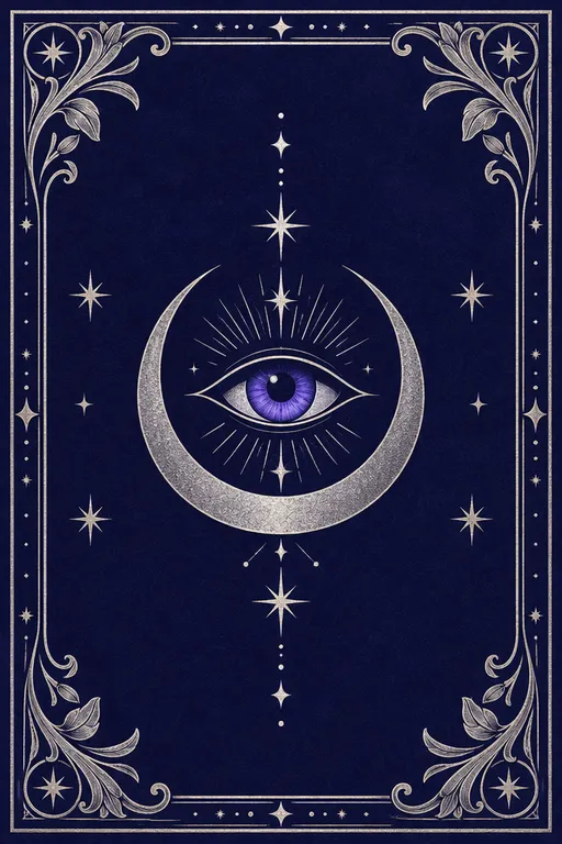Il dorso delle carte di Soraya: una luna d'argento con un occhio viola